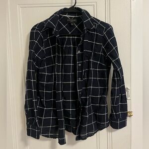 Banana Republic Navy and White Grid Shirt